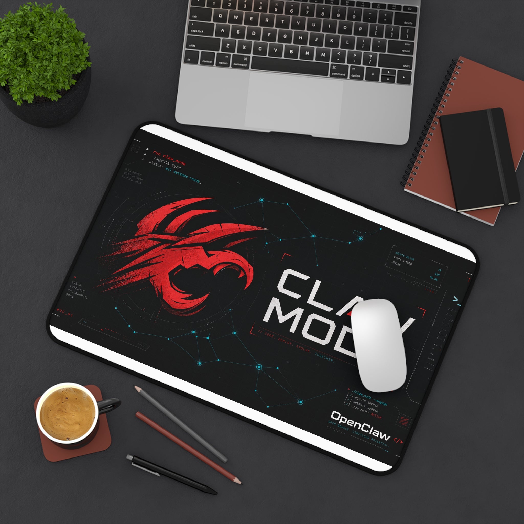 Claw Mode Terminal Grid Desk Mat