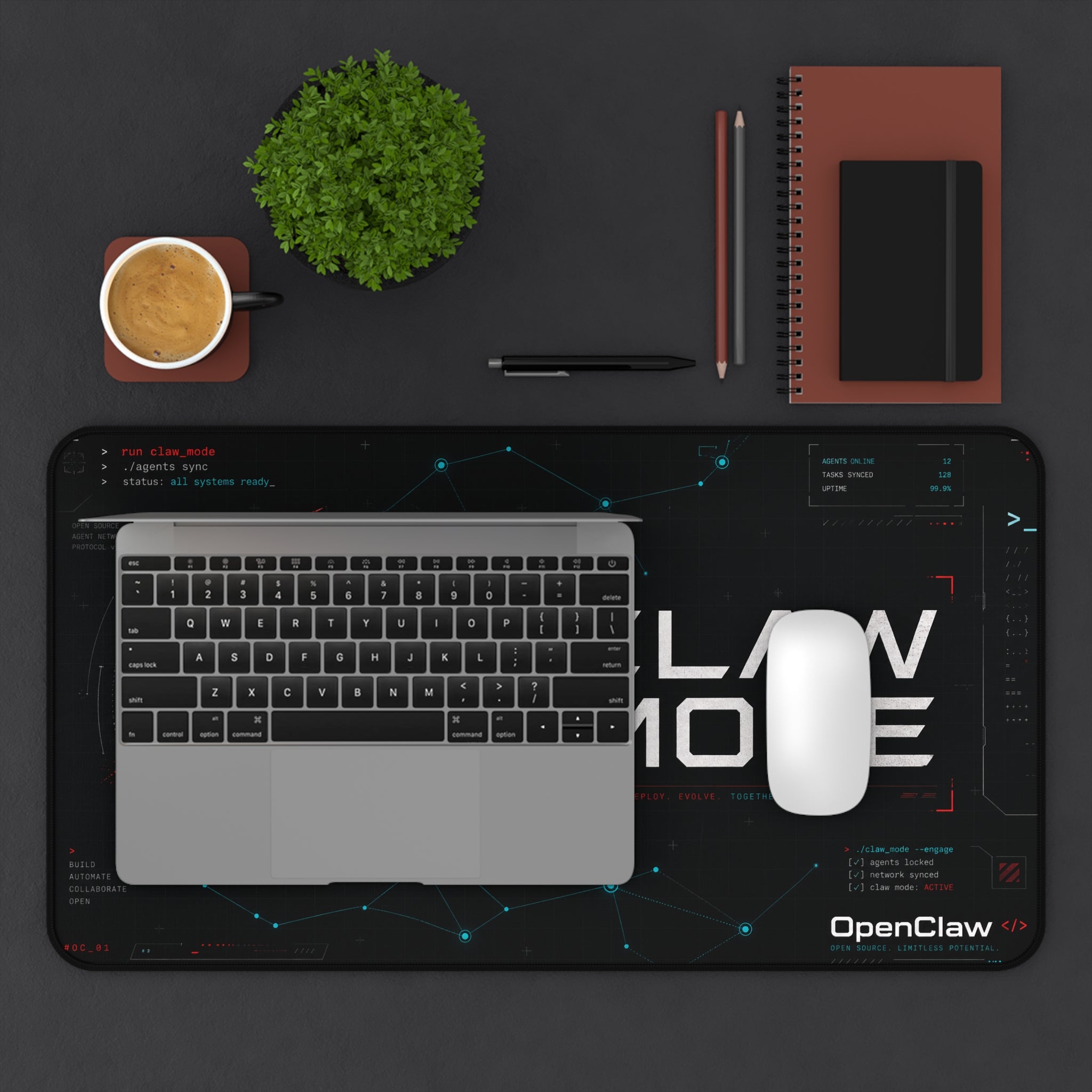 Claw Mode Terminal Grid Desk Mat
