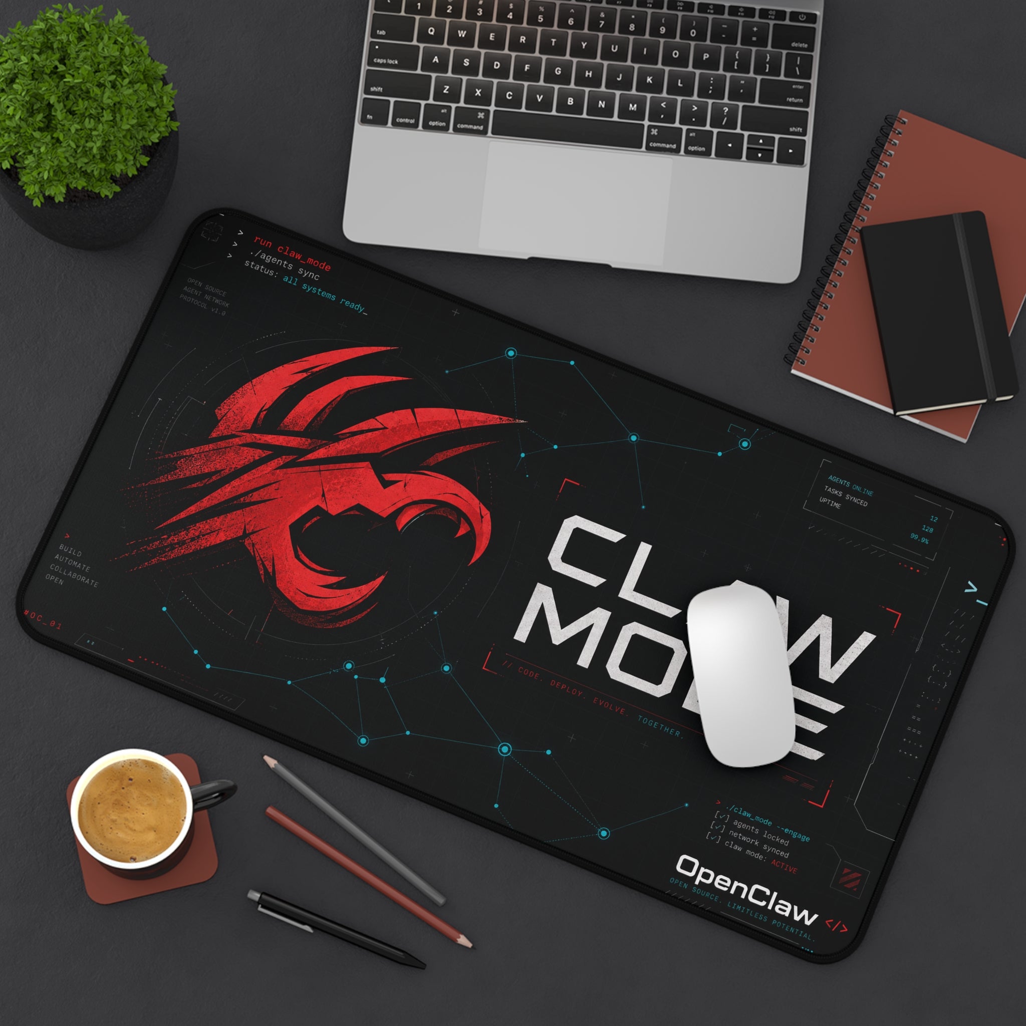 Claw Mode Terminal Grid Desk Mat