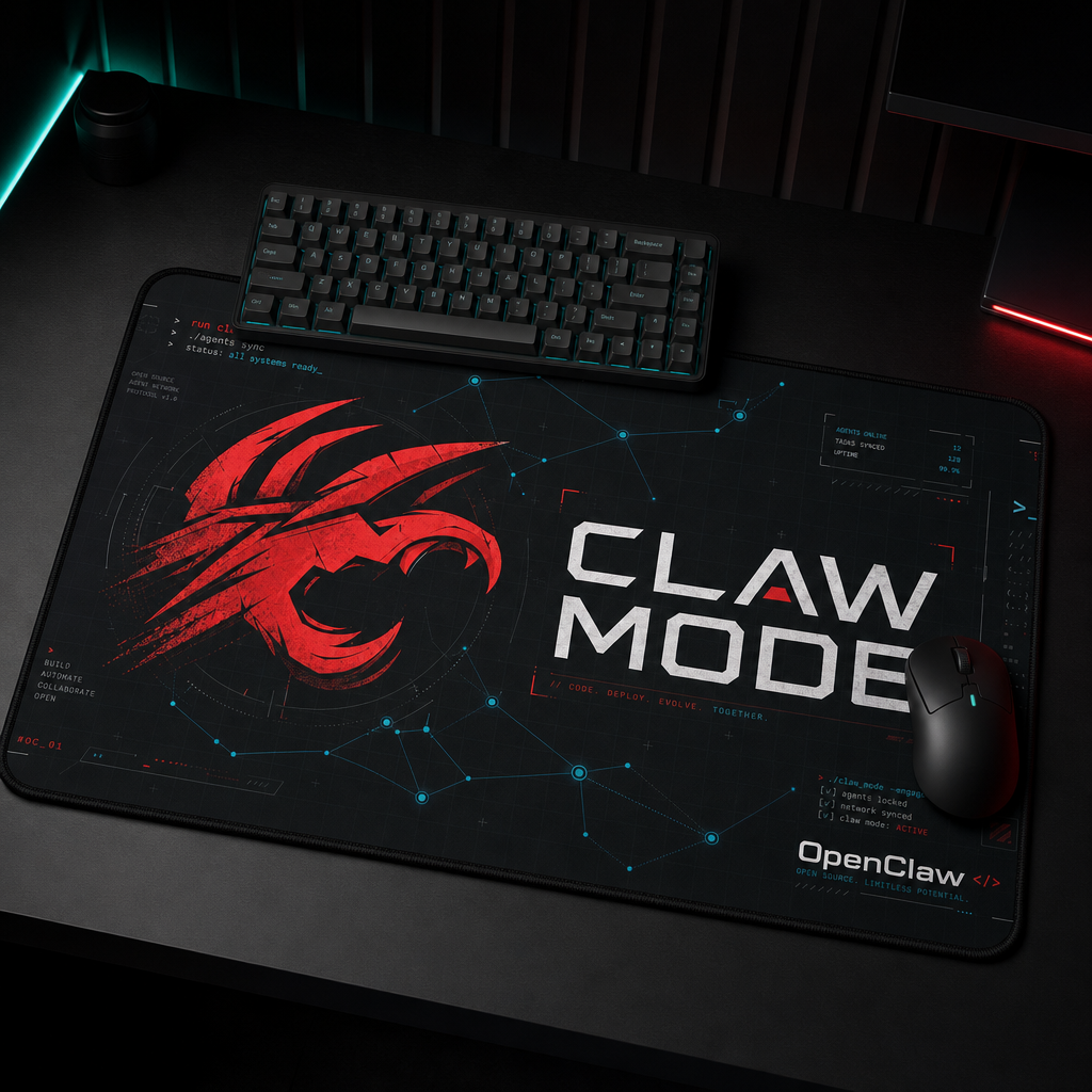 OpenClaw operator-studio mockup hover | claw-mode-terminal-grid-desk-mat