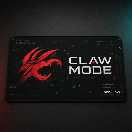 OpenClaw operator-studio mockup primary | claw-mode-terminal-grid-desk-mat