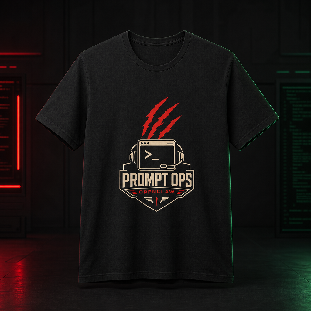 OpenClaw operator-studio mockup primary | prompt-ops-core-tee-gpt-image-2-drop